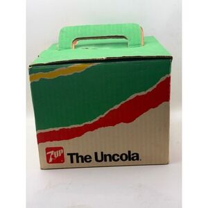 Vintage 1985 7Up The Uncola Soda Glasses Set of 4 with Original Box Case